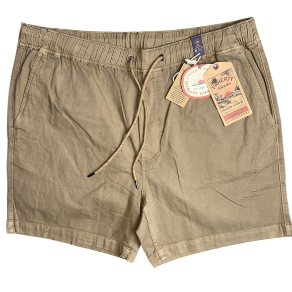 NWT Faherty 2XL Essential Drawstring Shorts Oakwood Khaki 6.5” Inseam Organic - Picture 1 of 7